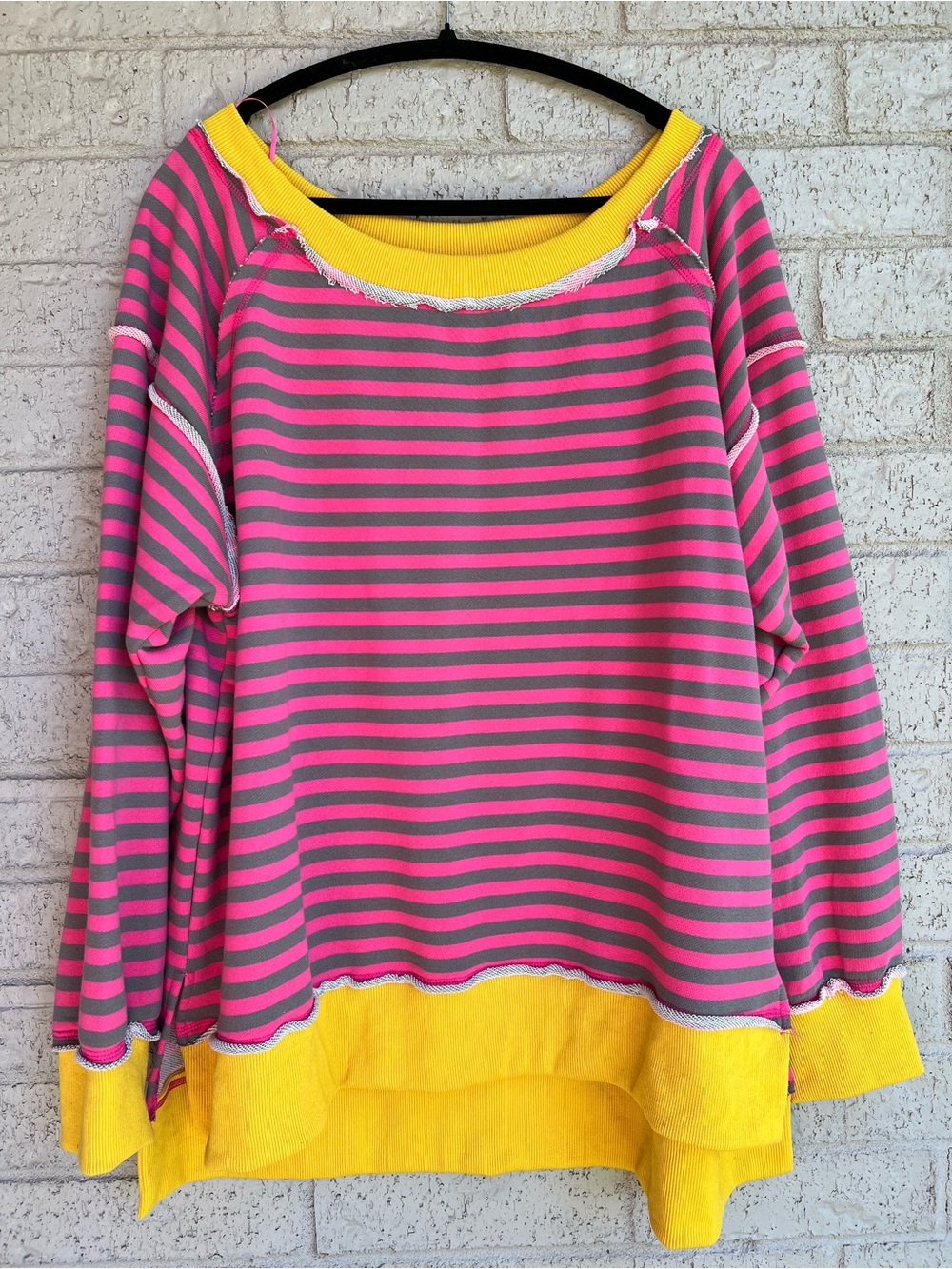 White Birch oversized French terry long sleeve crew neck  shirt size medium